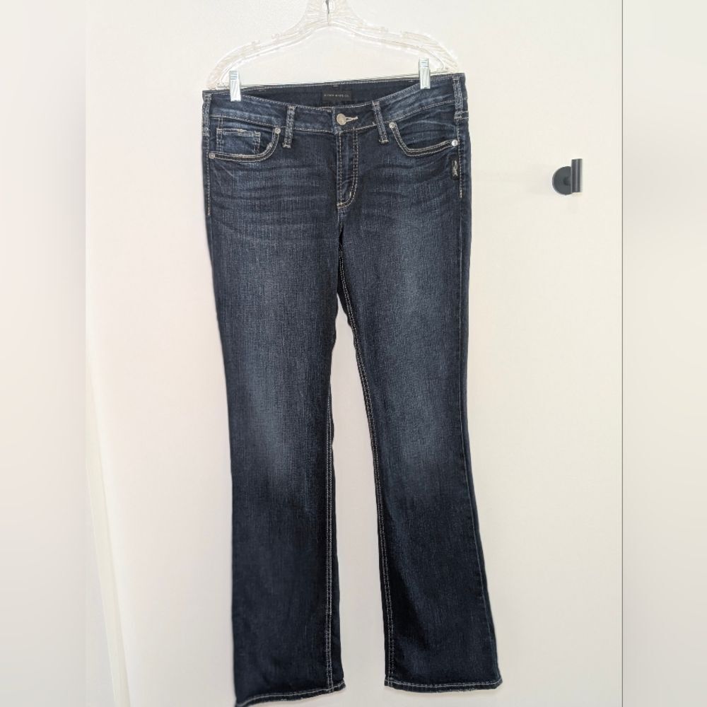 Silver Jeans Suki Slim Boot Dark Wash Stretch Denim Jeans W32 L33 Quiet Luxury - Picture 2 of 9